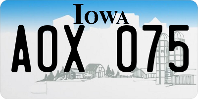 IA license plate AOX075