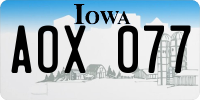 IA license plate AOX077