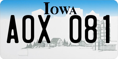 IA license plate AOX081