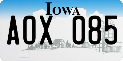 IA license plate AOX085