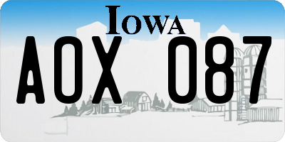 IA license plate AOX087
