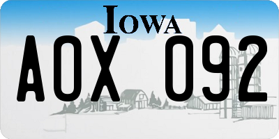 IA license plate AOX092