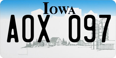 IA license plate AOX097