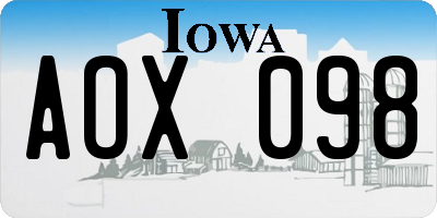 IA license plate AOX098