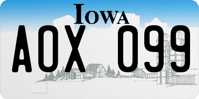 IA license plate AOX099