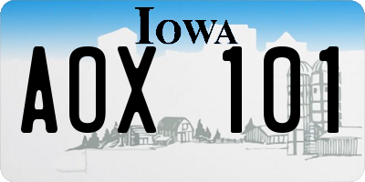 IA license plate AOX101