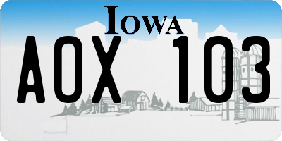 IA license plate AOX103
