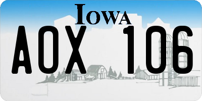 IA license plate AOX106