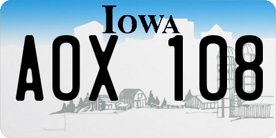 IA license plate AOX108