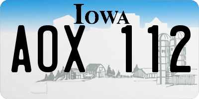 IA license plate AOX112
