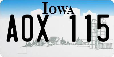 IA license plate AOX115