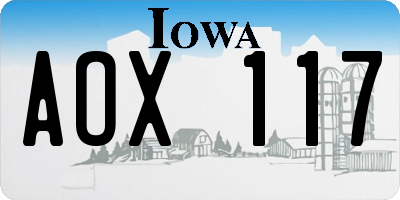 IA license plate AOX117