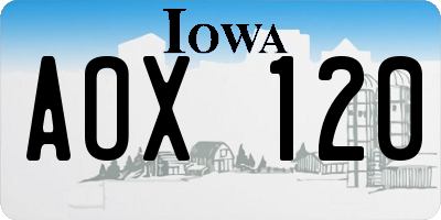 IA license plate AOX120