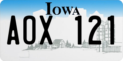 IA license plate AOX121