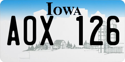 IA license plate AOX126
