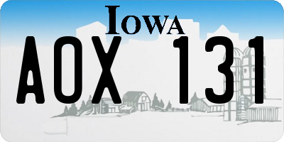 IA license plate AOX131