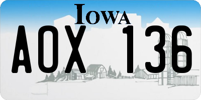 IA license plate AOX136