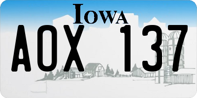 IA license plate AOX137
