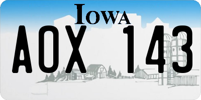 IA license plate AOX143