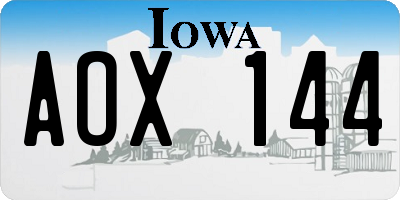 IA license plate AOX144