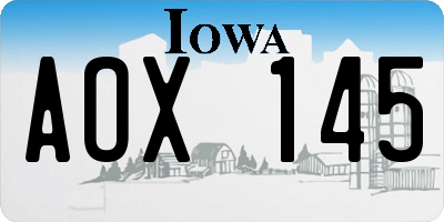 IA license plate AOX145