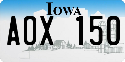 IA license plate AOX150