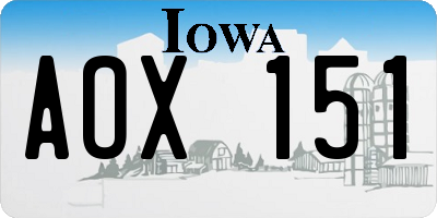 IA license plate AOX151