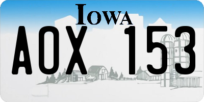 IA license plate AOX153