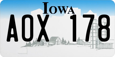 IA license plate AOX178
