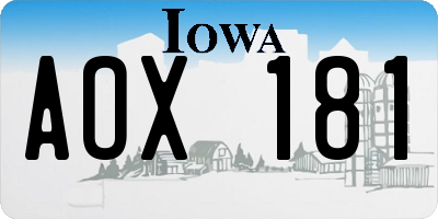 IA license plate AOX181