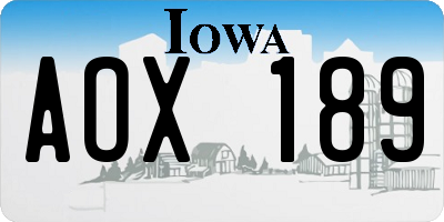 IA license plate AOX189