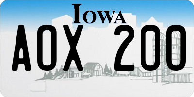 IA license plate AOX200