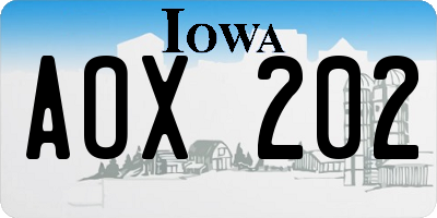 IA license plate AOX202