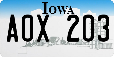 IA license plate AOX203