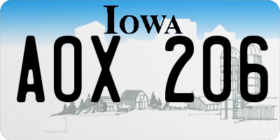 IA license plate AOX206