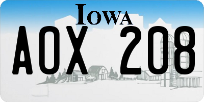 IA license plate AOX208