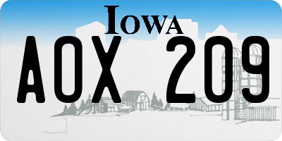 IA license plate AOX209