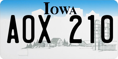 IA license plate AOX210