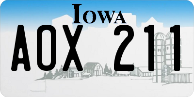 IA license plate AOX211