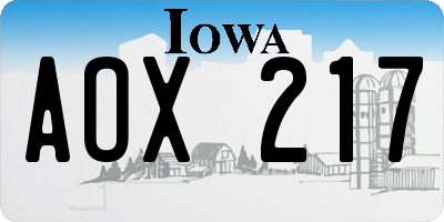 IA license plate AOX217