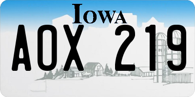 IA license plate AOX219