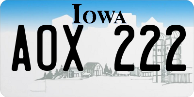IA license plate AOX222
