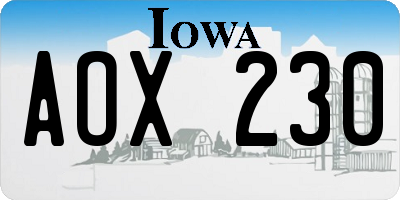 IA license plate AOX230
