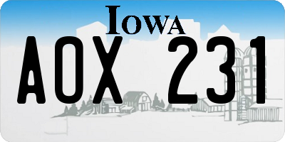 IA license plate AOX231