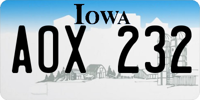 IA license plate AOX232