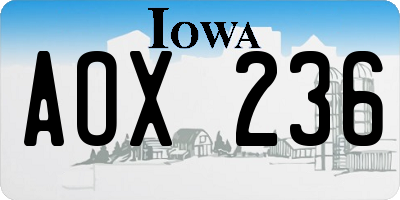 IA license plate AOX236