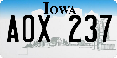 IA license plate AOX237