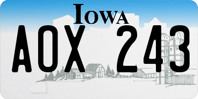 IA license plate AOX243