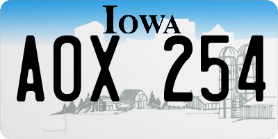 IA license plate AOX254