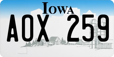 IA license plate AOX259